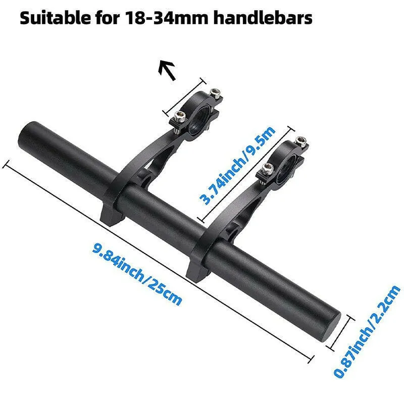 25cm Bicycle Handlebar Extended Bracket Bike Mount Bar Computer Holder Support Rack Alloy Stand Double Frame Bicycle Clip