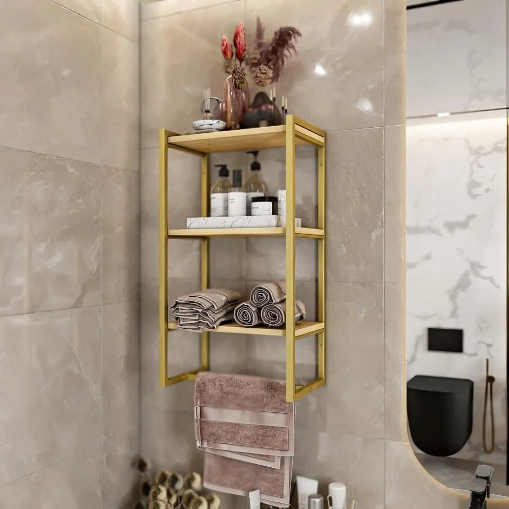 3-Tier Bathroom Shelf, Storage for Towel and Blanket, Decorative Items