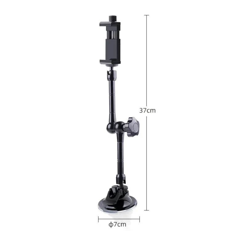 37cm Single Suction Cup Articulating Friction Magic Arm Phone Clamp Mount(Black)