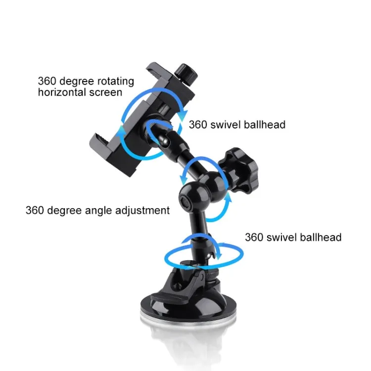 37cm Single Suction Cup Articulating Friction Magic Arm Phone Clamp Mount(Black)