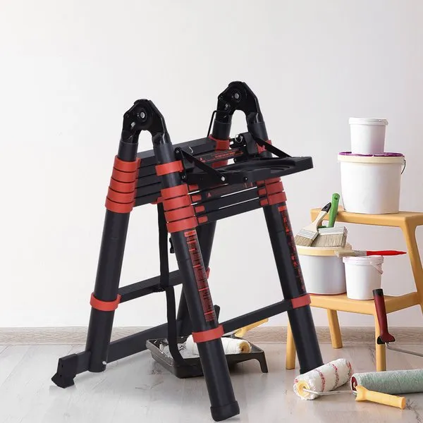 3.8 M Duo Aluminium Ladder W/ Tool Holder Herringbone Design Foldable