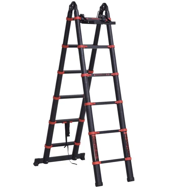 3.8 M Duo Aluminium Ladder W/ Tool Holder Herringbone Design Foldable