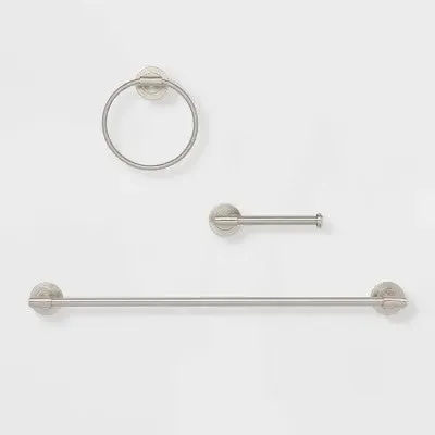 3pc Clean Bath Hardware Set Brushed Nickel - Threshold