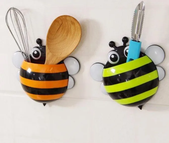 4 Pcs Stripped Ladybug Wall Mounted Toothbrush Holder Children Floating Toys