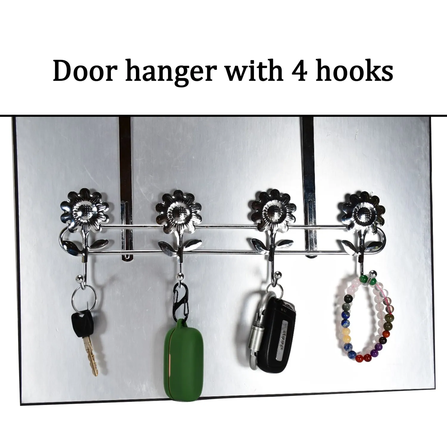 9096 Stainless Steel 4 Pin Wall / Door Mounted Cloth / key Holder Hook Rail, Key Holder.