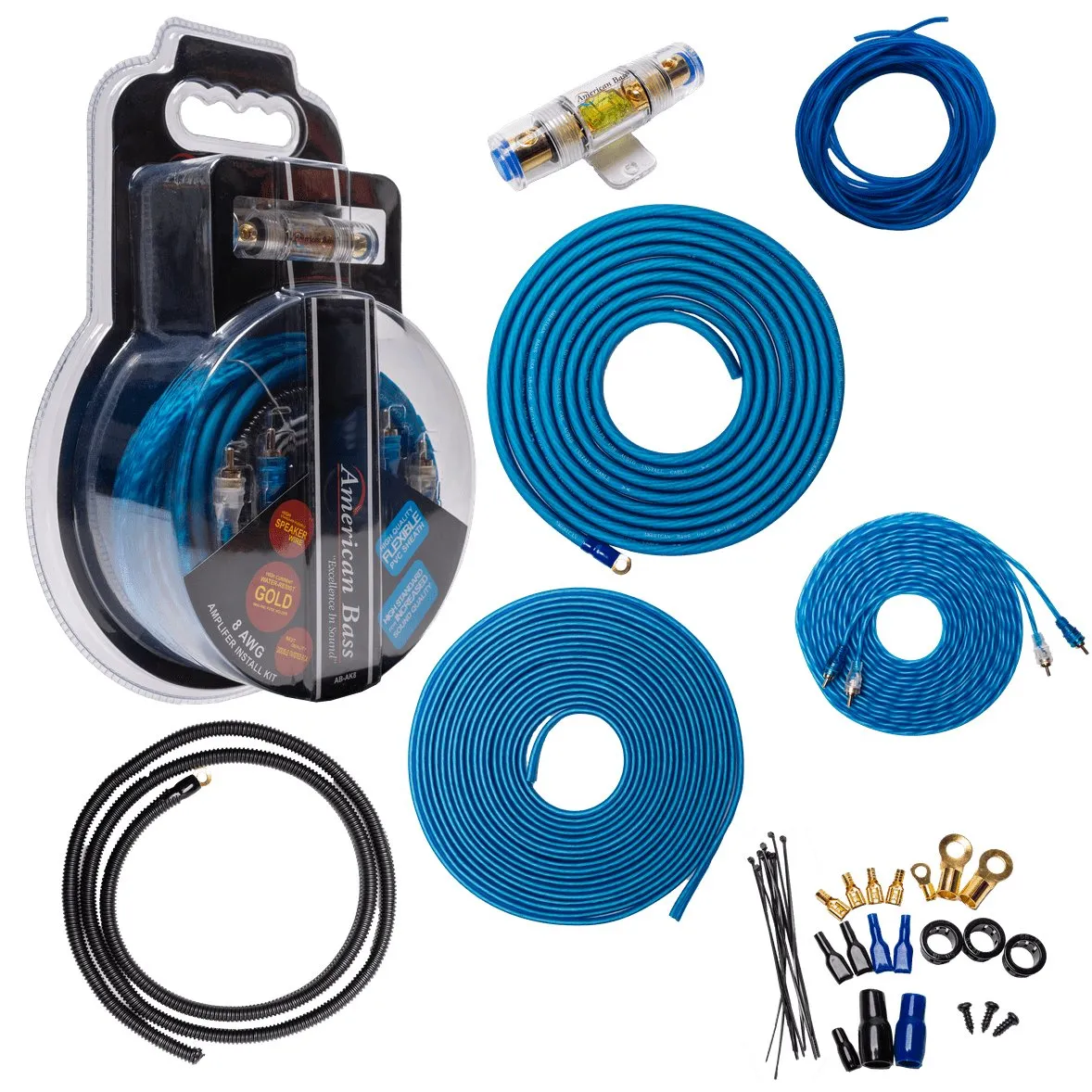 Premium 8 Gauge American Bass Amplifier Installation Kit