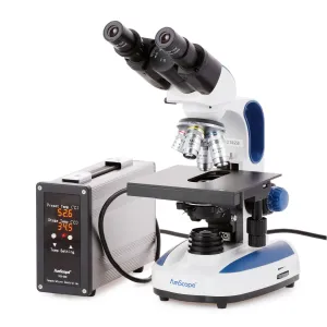 AmScope B270 Series Advanced Student and Professional Binocular Compound Microscope 40X-2500X Magnification with Temperature Control Stage Warmer and Slide Preparation Kit   Optional Eyepiece Camera