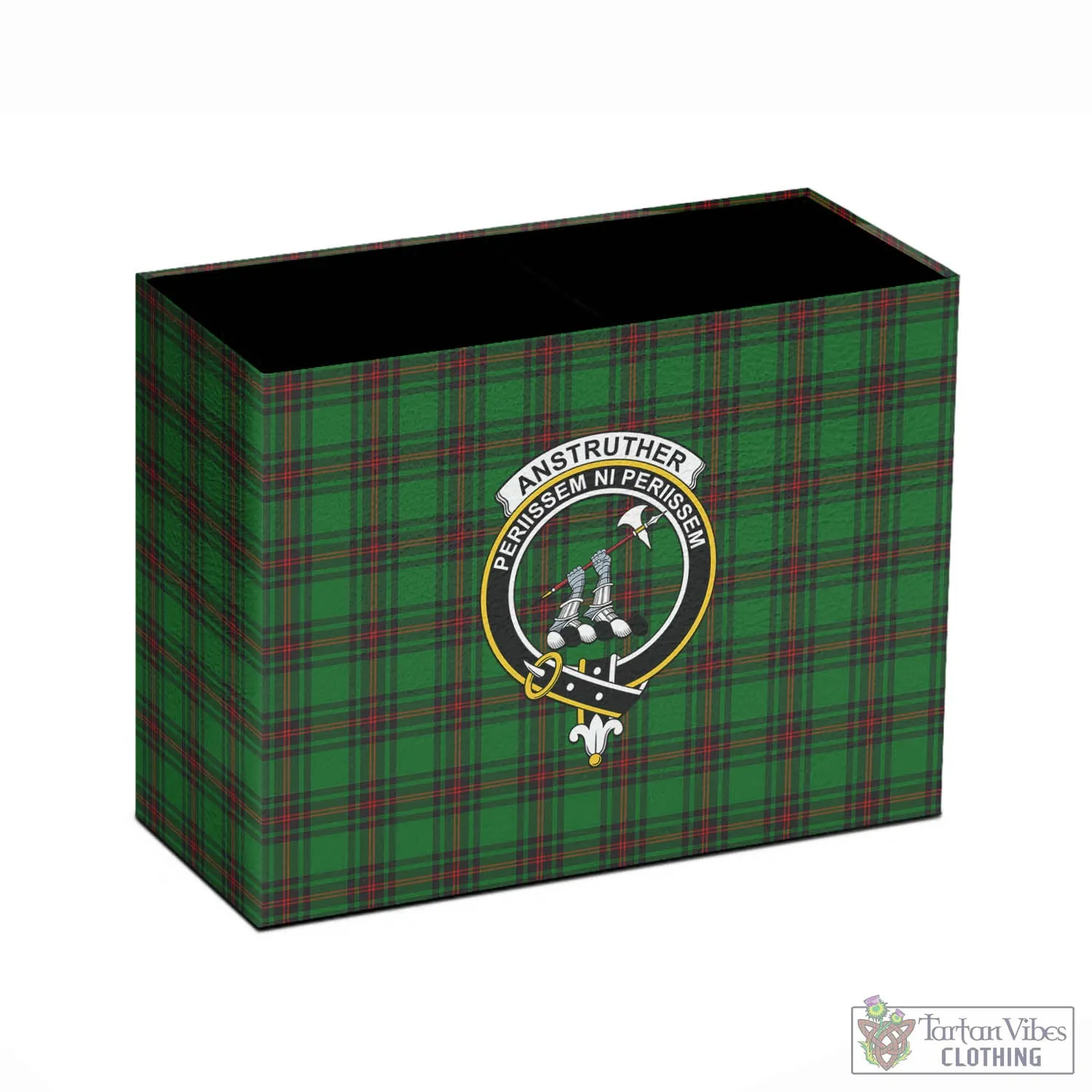 Anstruther Tartan Pen Holder with Family Crest