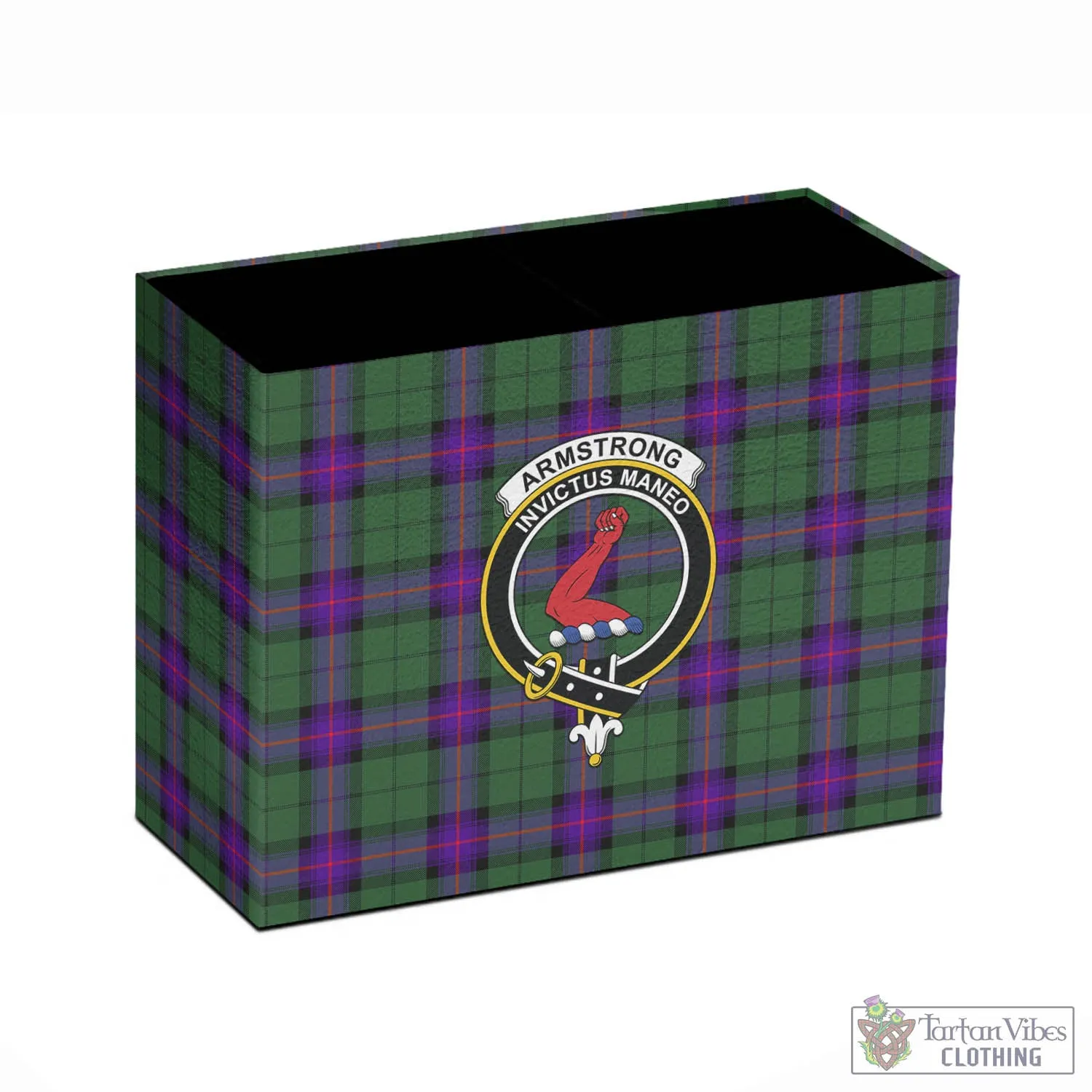 Armstrong Modern Tartan Pen Holder with Family Crest