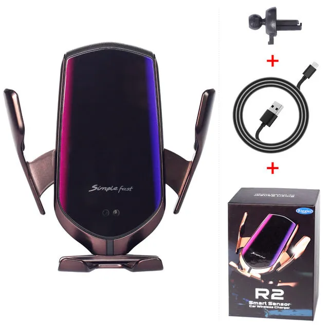 Automatic Clamp Car Wireless Charger 10W Quick Charge Mount Qi Infrared Sensor Phone Holder