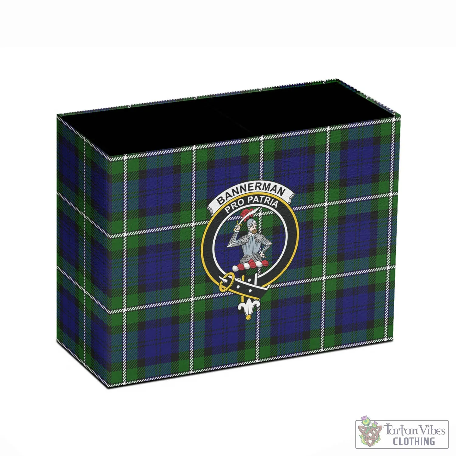 Bannerman Tartan Pen Holder with Family Crest