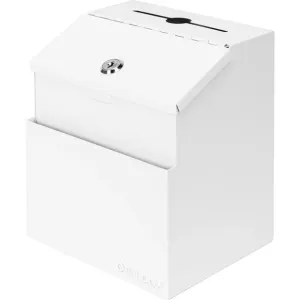 Barska CB14102 Suggestion/Ballot Box with Key Lock and Slot, White