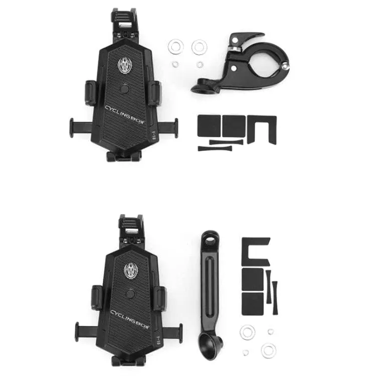 Bicycle Mobile Phone Holder Can Rotate And Adjust Fixed Aluminum Alloy Bracket Automatic Grab Bracket, Style:Handlebar Installation(Black)