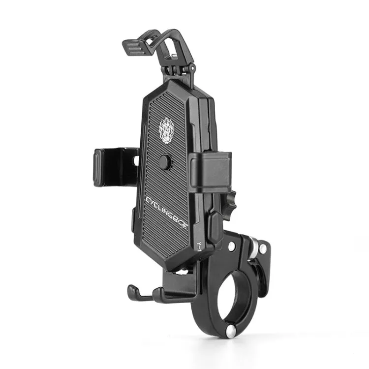 Bicycle Mobile Phone Holder Can Rotate And Adjust Fixed Aluminum Alloy Bracket Automatic Grab Bracket, Style:Handlebar Installation(Black)