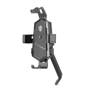 Bicycle Mobile Phone Holder Can Rotate And Adjust Fixed Aluminum Alloy Bracket Automatic Grab Bracket, Style:Rearview Mirror Installation(Black)