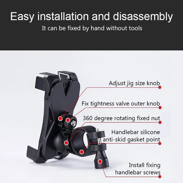 Bike Phone Mount Anti Shake and Stable Cradle Clamp with 360° Rotation