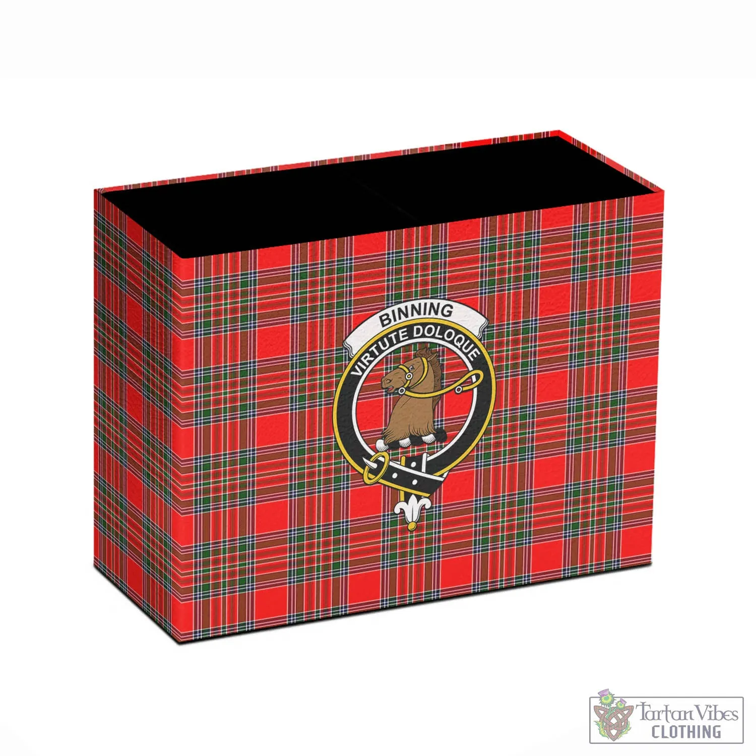 Binning Tartan Pen Holder with Family Crest