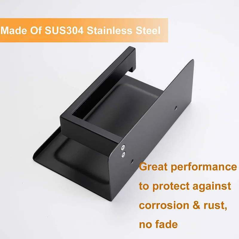 Black 304 Stainless Steel Toilet Cell Phone Paper Towel Holder