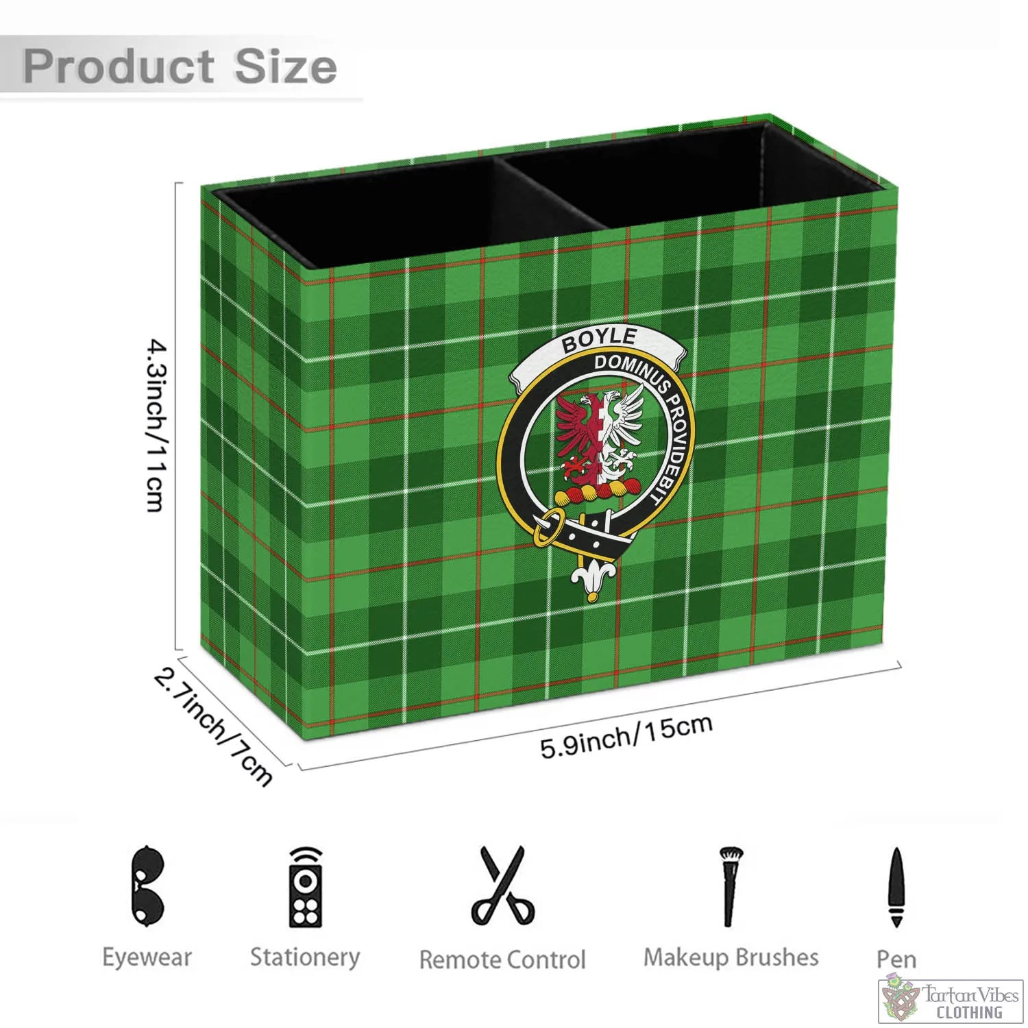 Boyle Tartan Pen Holder with Family Crest