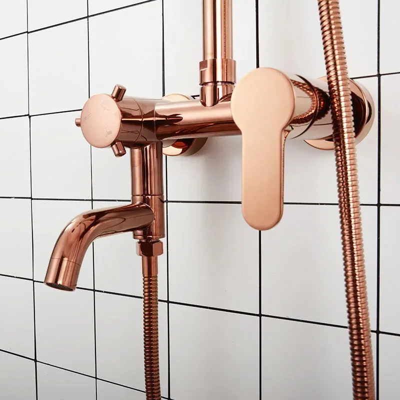 Brass Bathroom Shower Set Wall Mounted Cold Hot Mixer Shower Faucet