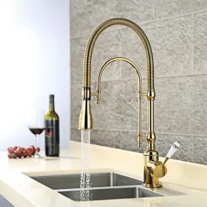 Brass Kitchen Faucet With Retro Design Pull-out Kitchen Sink Tap