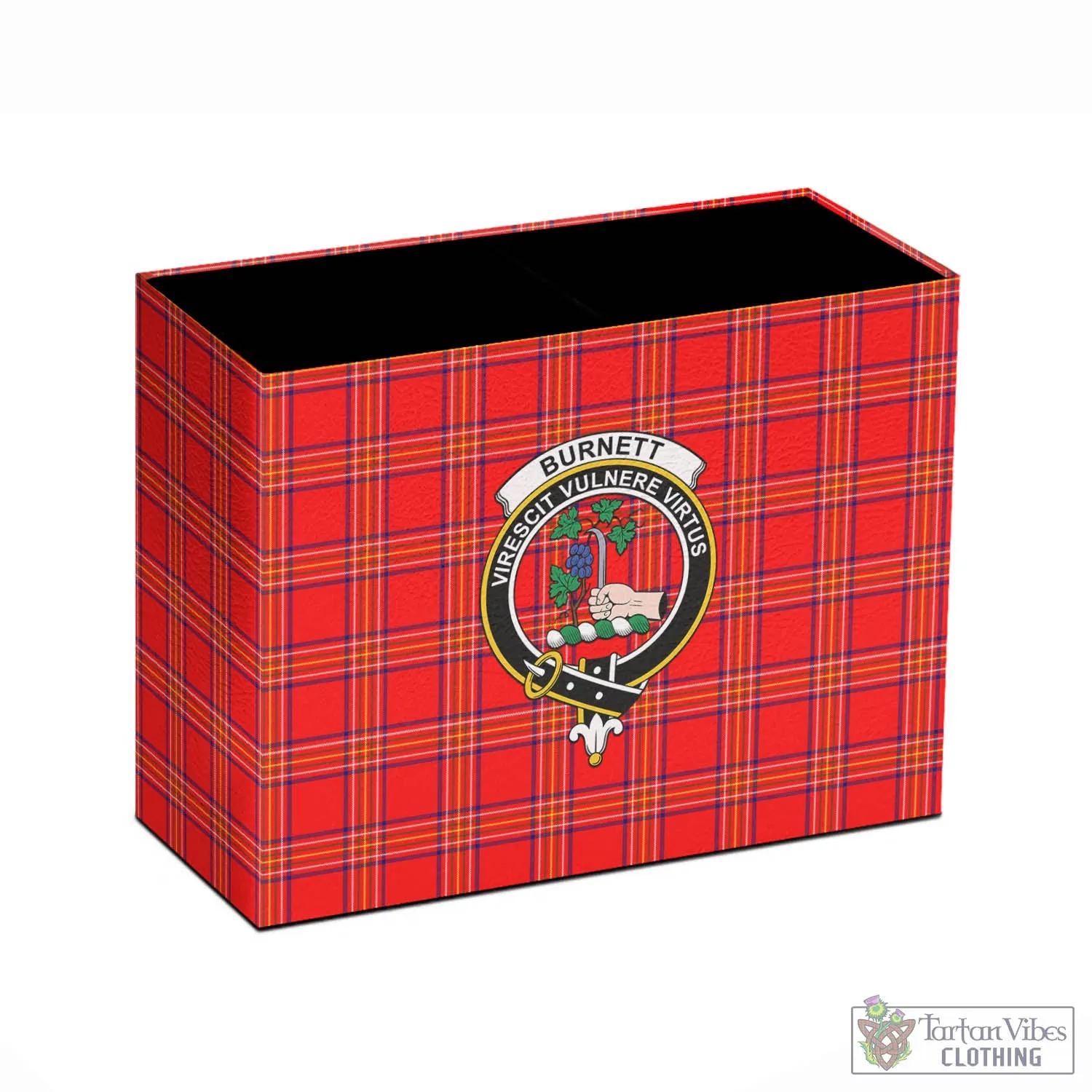 Burnett Modern Tartan Pen Holder with Family Crest