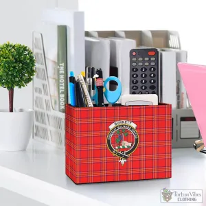 Burnett Modern Tartan Pen Holder with Family Crest