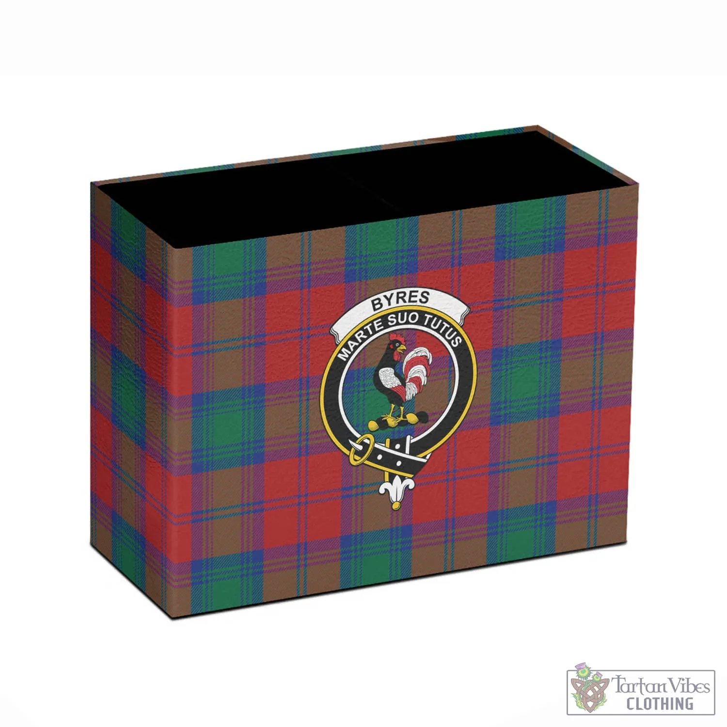 Byres (Byses) Tartan Pen Holder with Family Crest