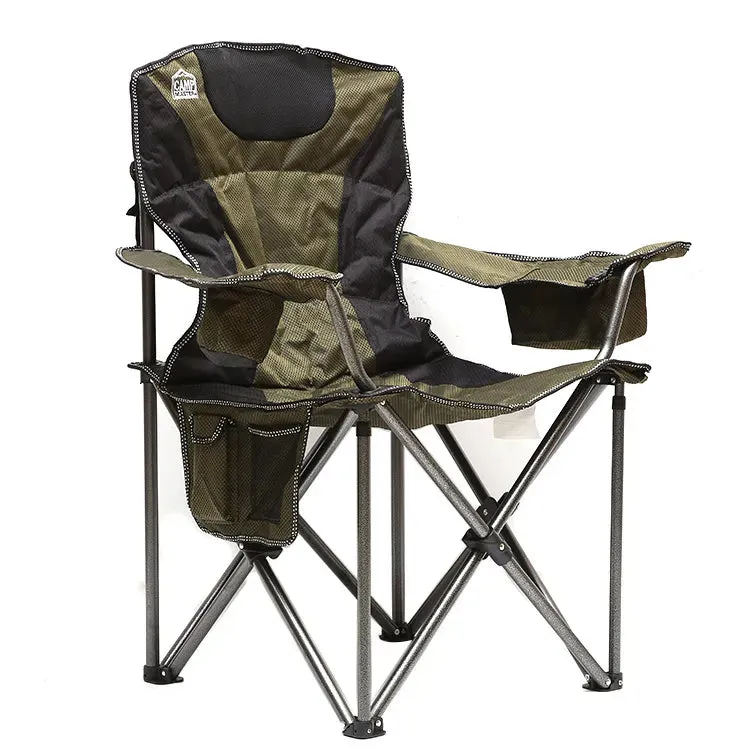 Campmaster Expedition Deluxe Camping Chair with Side Pocket Olive