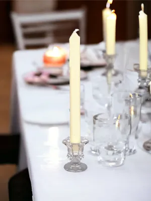 Clear Glass Footed Dinner Taper Candle Holder