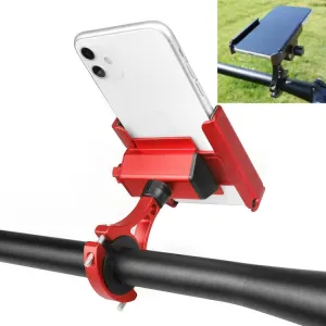 CYCLINGBOX Aluminum Alloy Mobile Phone Holder Bicycle Riding Takeaway Rotatable Metal Mobile Phone Bracket, Style:Handlebar Installation(Red)