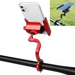 CYCLINGBOX Aluminum Alloy Mobile Phone Holder Bicycle Riding Takeaway Rotatable Metal Mobile Phone Bracket, Style:Heightened Handlebar Installation(Red)