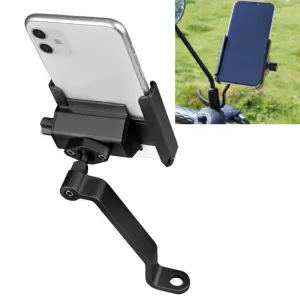 CYCLINGBOX Aluminum Alloy Mobile Phone Holder Bicycle Riding Takeaway Rotatable Metal Mobile Phone Bracket, Style:Rearview Mirror Installation(Black)