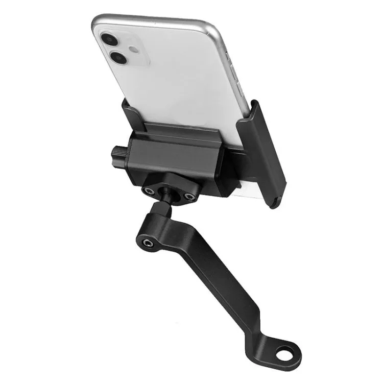 CYCLINGBOX Aluminum Alloy Mobile Phone Holder Bicycle Riding Takeaway Rotatable Metal Mobile Phone Bracket, Style:Rearview Mirror Installation(Black)