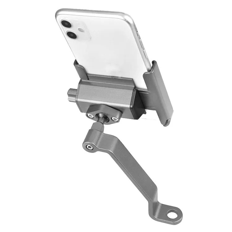 CYCLINGBOX Aluminum Alloy Mobile Phone Holder Bicycle Riding Takeaway Rotatable Metal Mobile Phone Bracket, Style:Rearview Mirror Installation(Titanium)