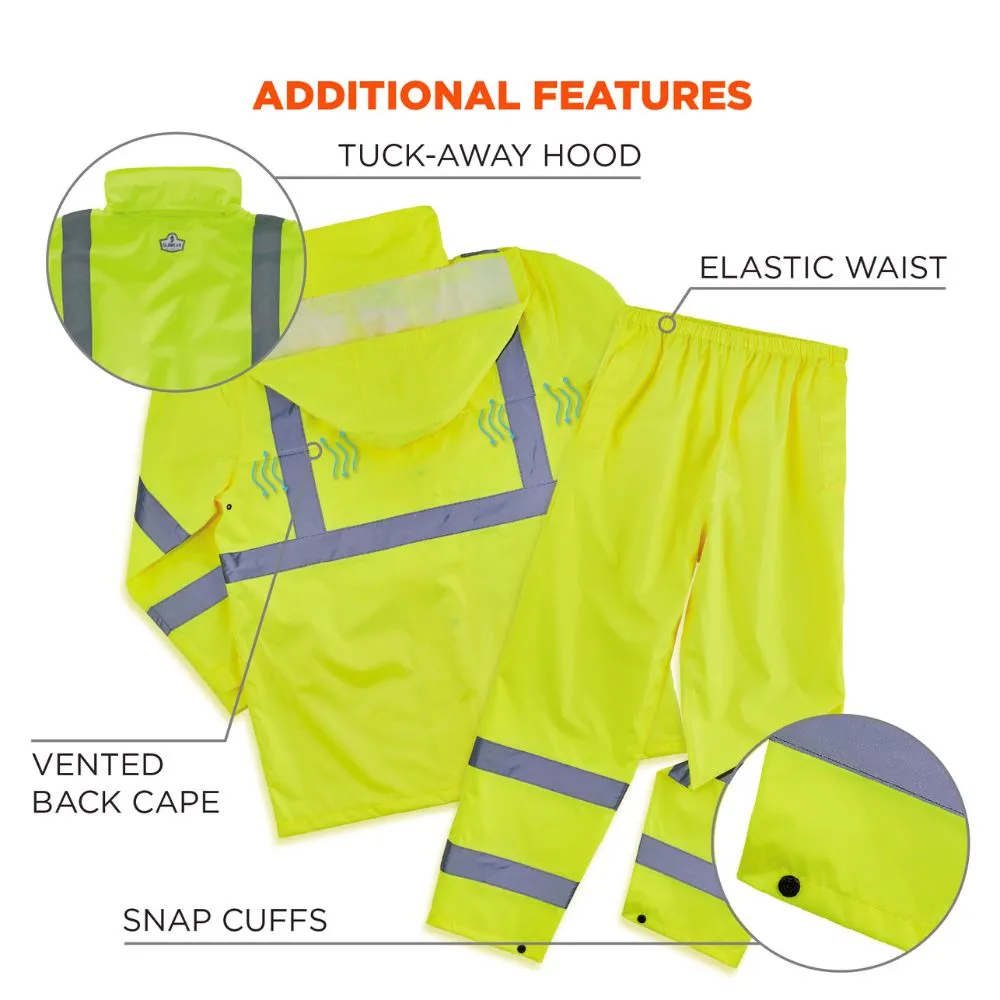 Ergodyne 25433 #8376K M Lime Lightweight HV Rain Suit