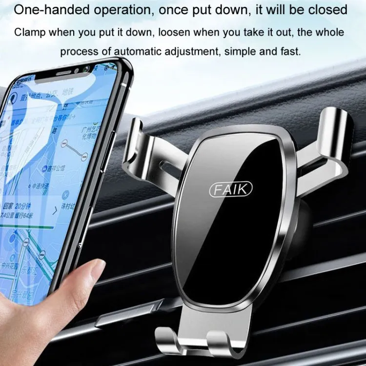 FAIK Car Cell Phone Holder Air Vent Triangle Gravity Sensor Car Phone Bracket, Color: Black Frosted Model