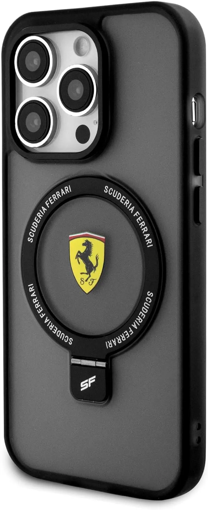 Ferrari Hardcase for iphone 15 Pro 6.1" with MagSafe & Ring Stand Black - FEHMP15LUSCAK