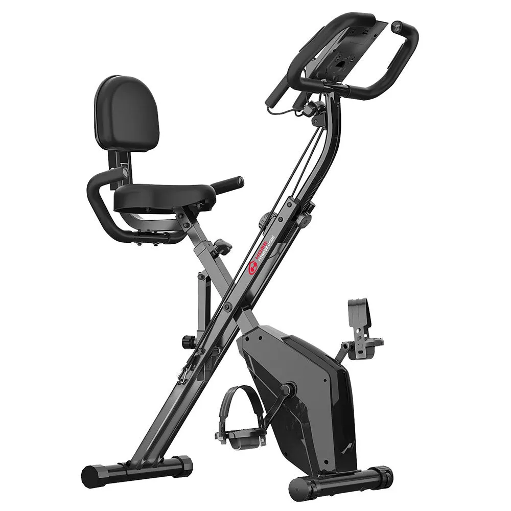 Foldable Exercise Bike Fitness Bike 2-in-1 Upright and Recumbent Bike (New Version)