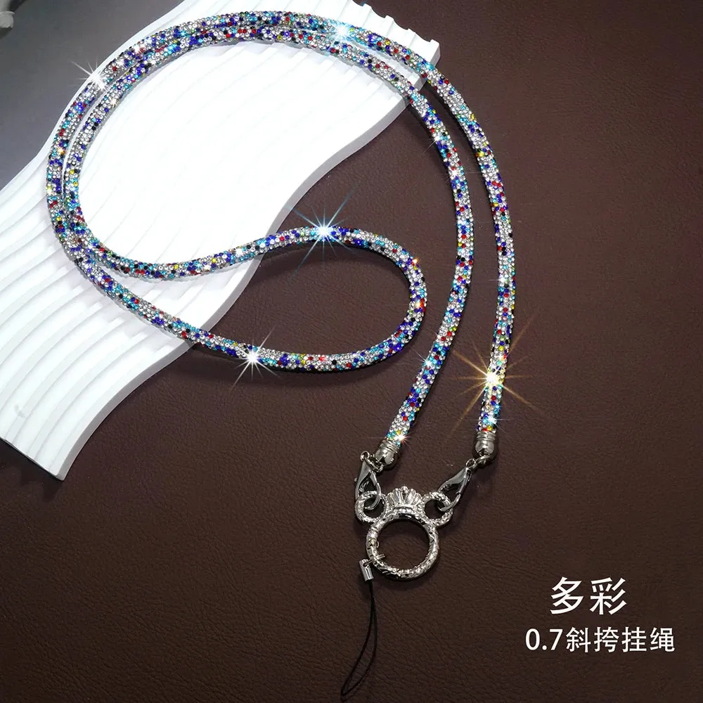 For Mobile Phone Case Crown Buckle Rhinestone Trim Cotton Core Base Crossbody Neck Shoulder Cord Lanyard Strap Pendant Chain