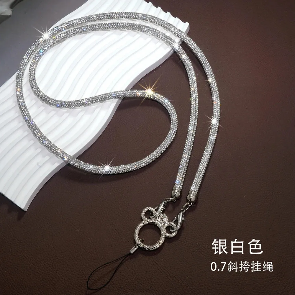 For Mobile Phone Case Crown Buckle Rhinestone Trim Cotton Core Base Crossbody Neck Shoulder Cord Lanyard Strap Pendant Chain