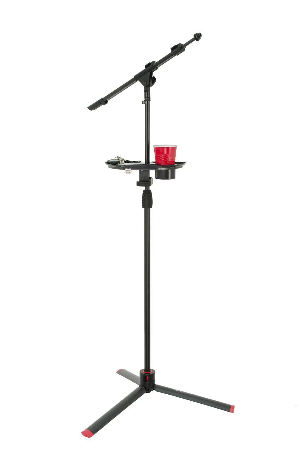 Gator Frameworks Microphone Stand Accessory Tray with Drink Holder and Guitar Pick Tab