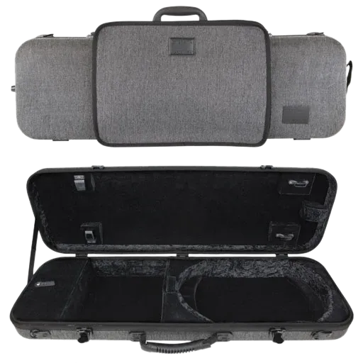 GEWA Bio-S Oblong Violin Case for 4/4 Size with Sheet Music Pocket - Black and Grey