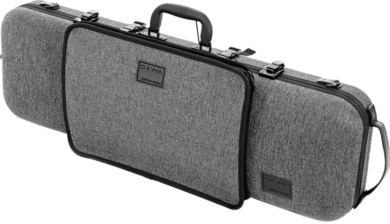 GEWA Bio-S Oblong Violin Case for 4/4 Size with Sheet Music Pocket - Black and Grey