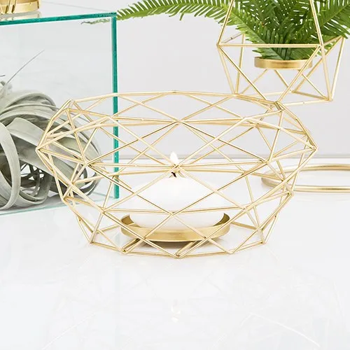 Gold Candle Holder Geometric Modern Metal Table Centerpiece