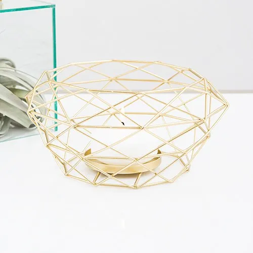 Gold Candle Holder Geometric Modern Metal Table Centerpiece