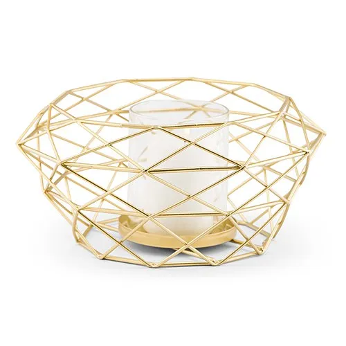 Gold Candle Holder Geometric Modern Metal Table Centerpiece