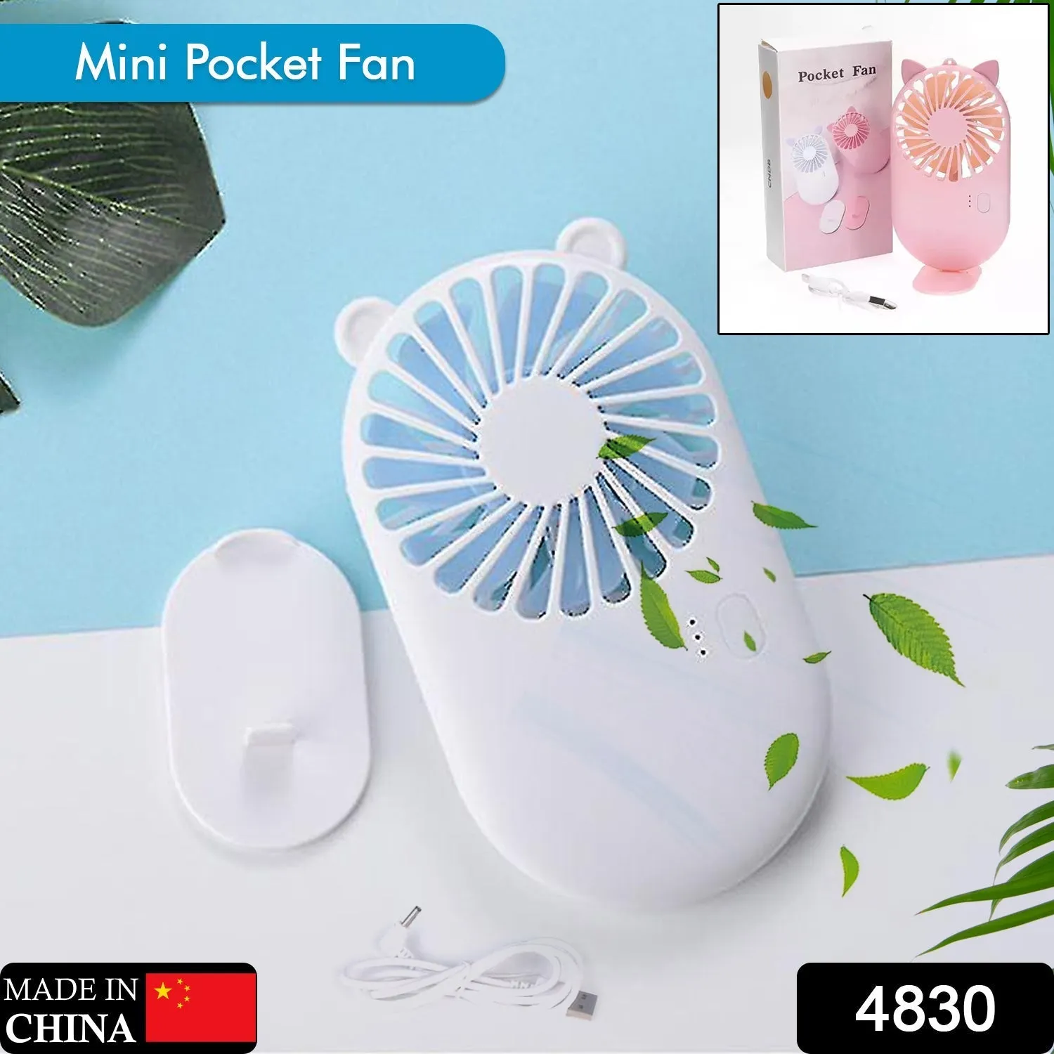 Handheld Fan Creative Mini Fan Personal Fan USB Fan Pocket Fan with Bracket Table Personal Fan for Desktop Mini Fan Mini Fans Personal Fans (Battery Not Include)