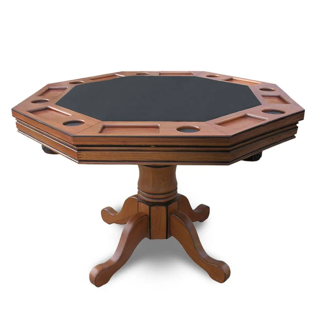 Hathaway Kingston 3-in-1 Poker Table in Oak w/ 4 Arm Chairs