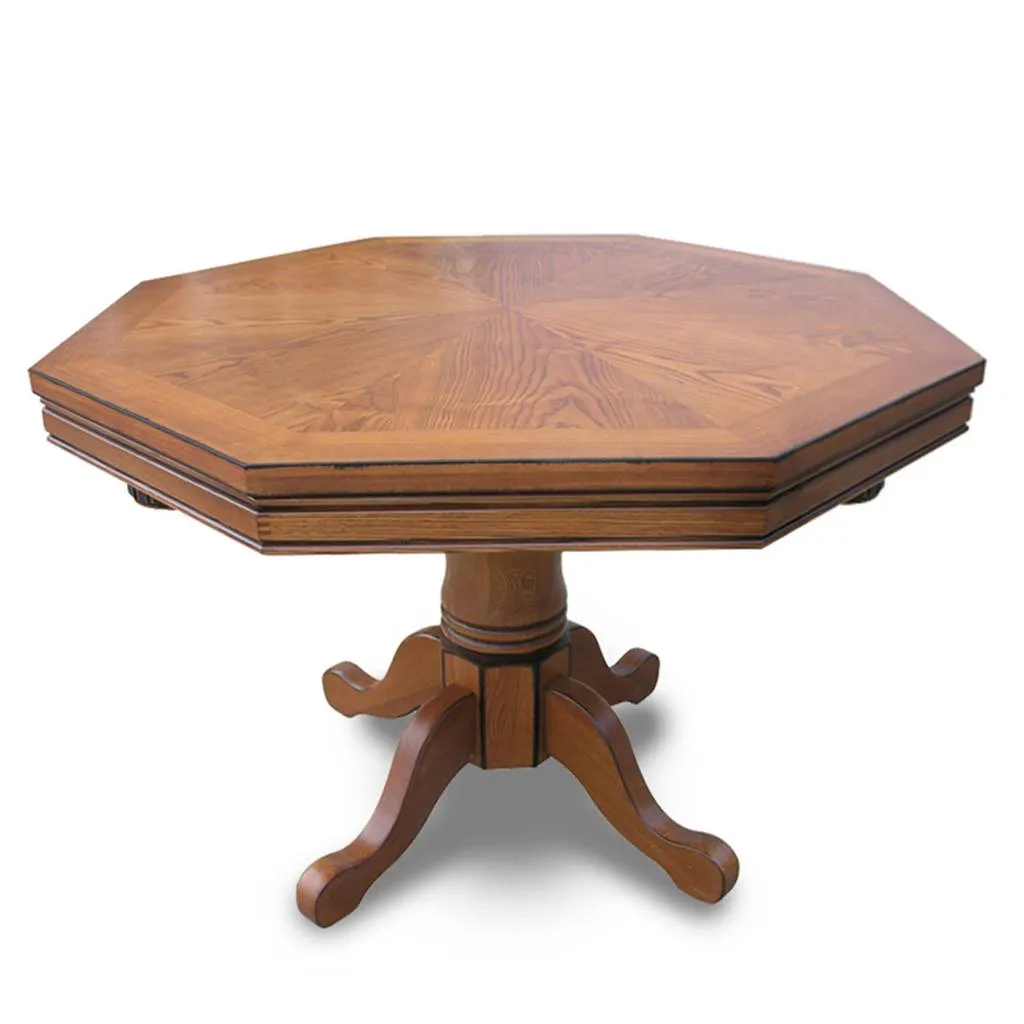 Hathaway Kingston 3-in-1 Poker Table in Oak w/ 4 Arm Chairs